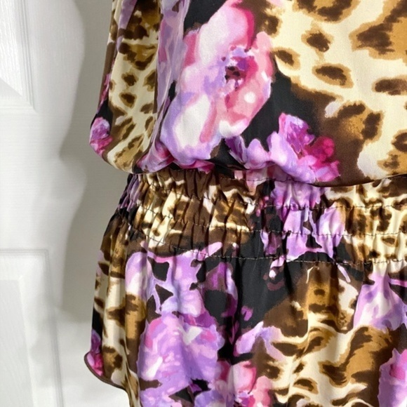 Unbranded Purple Floral and Animal Print Short Sleeve Top - Picture 4 of 11